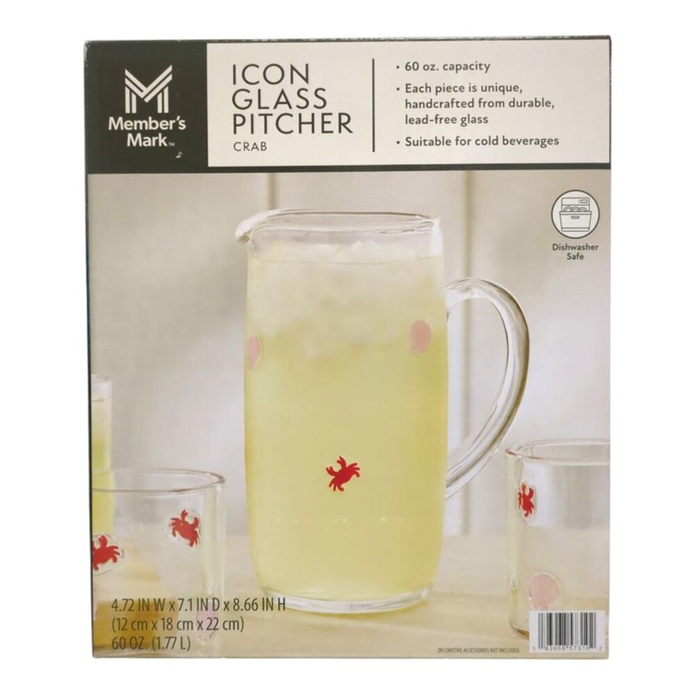 Member's Mark Icon All Occasion Glass Pitcher, 60oz - Crab